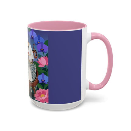 The Lady And The Garden Dragon Colorful Mugs – Art Deco Mythical Botanical Elegance