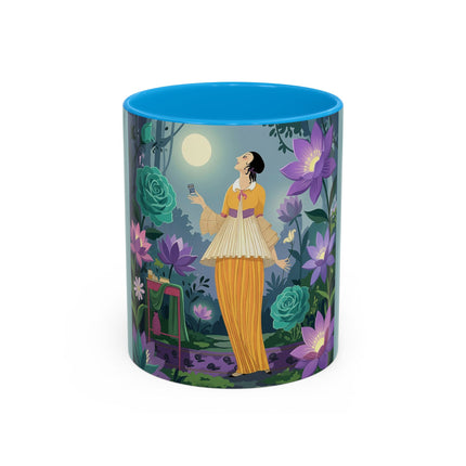 The Lady Of The Moonlit Garden Colorful Mugs – Art Deco Botanical Serenity