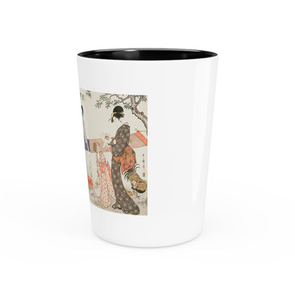 Drying and Stretching Cloth by Kitagawa Utamaro Ceramic Shot Glass
