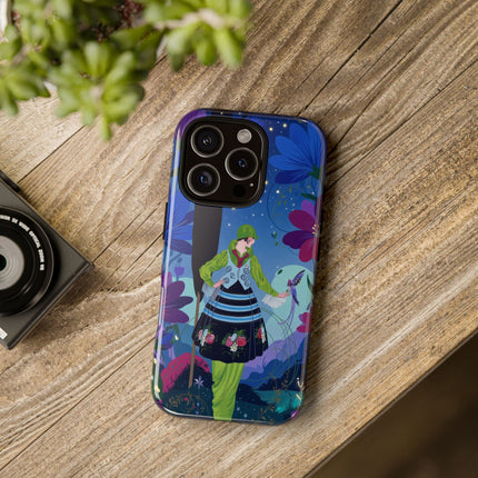 🌸🐦 The Lady Of The Midnight Bird Garden Phone Case – Art Deco Floral Fantasy