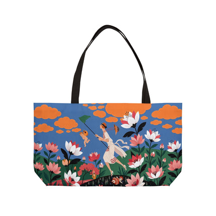 🪁🌺 The Lady Of The Flying Garden Weekender Tote Bag – Art Deco Floral Fantasy