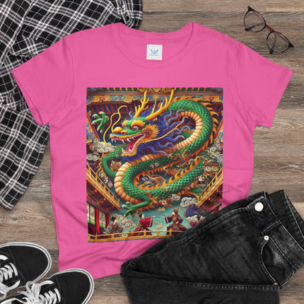 Tibetan Dragon Over Kabuki Duel Cotton Tee