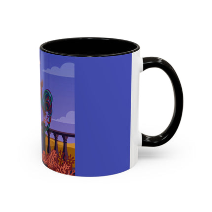 The Dawn Serenade Colorful Mug (11oz, 15oz) – Rooster Beauty, Morning Charm & Art Deco Elegance