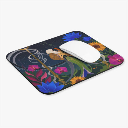 🌙🪷 The Lady Of The Midnight Marionette Mouse Pad – Art Deco Floral Fantasy