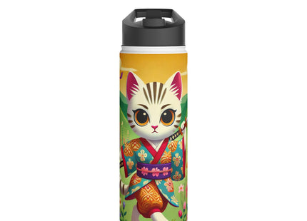 Samurai Kitten Stainless Steel Water Bottle, Standard Lid