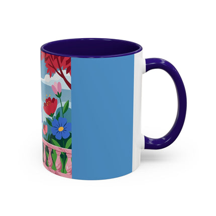 The Lady Of The Blossoming Terrace Colorful Mugs – Art Deco Floral Garden Elegance