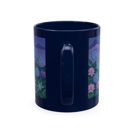🧶☂️ The Lady Of The Garden Knitting Circle Ceramic Mug – Art Deco Floral Whimsy