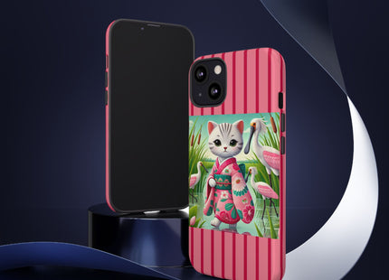 Geisha Kitten Strolls Among the Spoonbills Phone Cases