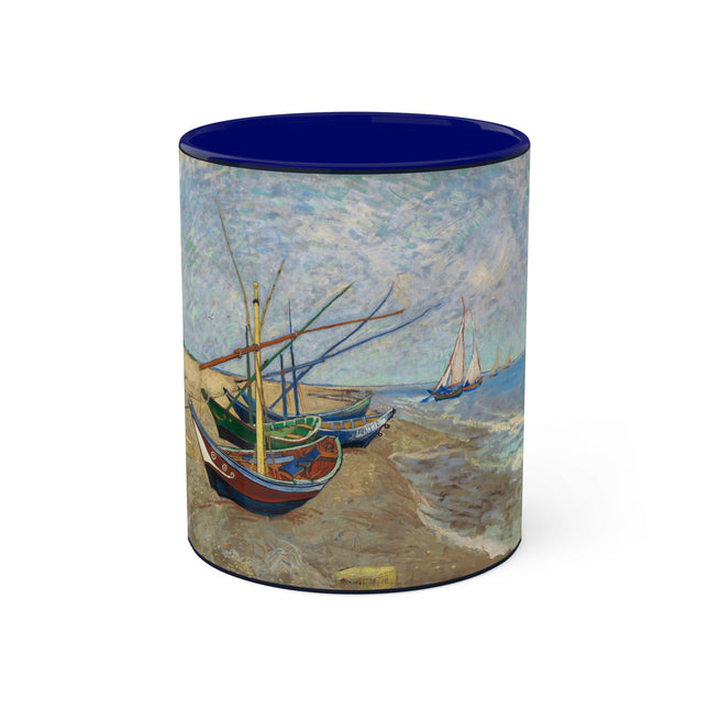 Fishing Boats on the Beach at Saintes-Maries by Vincent Van Gogh Colorful Mugs, 11oz