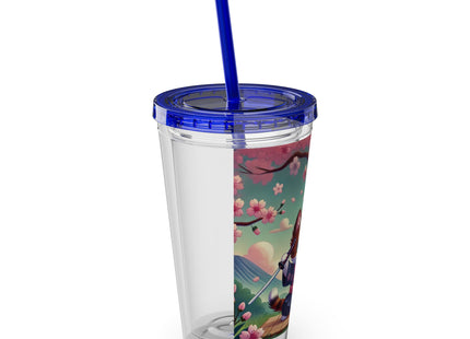 Samurai Kitten Sunsplash Tumbler with Straw, 16oz