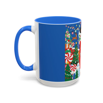 🦌🍬 The Lady Of The Peppermint Christmas Garden Colorful Mug – Colorful Art Deco Holiday Fantasy