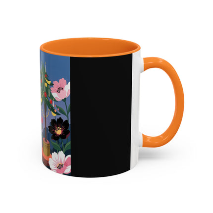 🌹🎄 The Lady Of The Candlelit Rose Tree Colorful Mug – Art Deco Christmas Garden