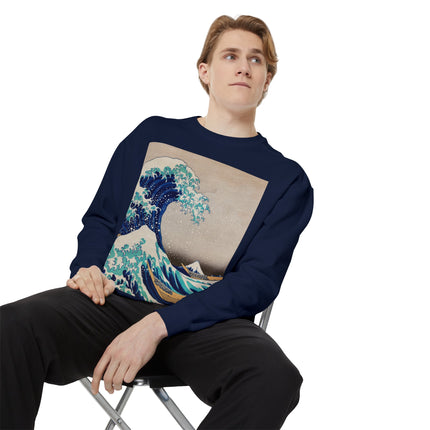 The Great Wave off Kanagawa by Katsushika Hokusai Garment-Dyed Sweatshirt