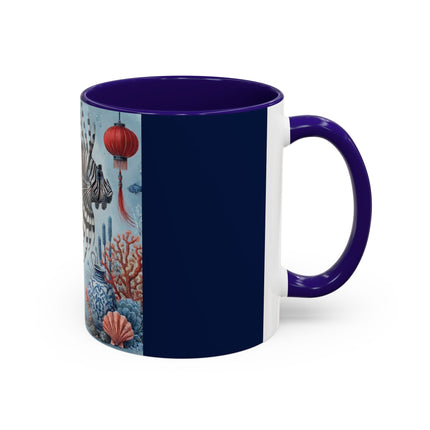 Lionfish & Lantern Colorful Mug – Mystical Ocean & Asian Harmony