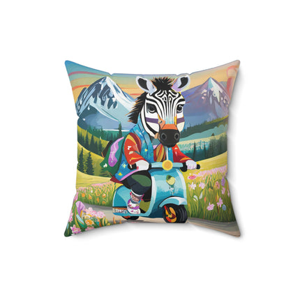 Stripes on Wheels Spun Polyester Square Pillow