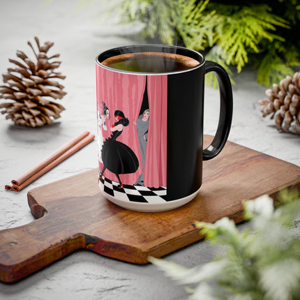 The Ladies Behind The Velvet Curtain Colorful Mugs – Art Deco Theatrical Elegance