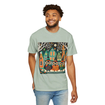 Night of the Trick-or-Treating Owlets Unisex Garment-Dyed T-shirt