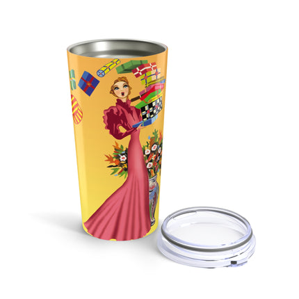 Elegant Holiday Woman with Gifts Tumbler 20oz