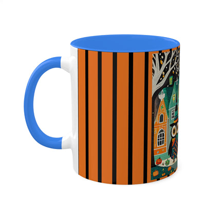 Night of the Trick-or-Treating Owlets Colorful Mugs, 11oz