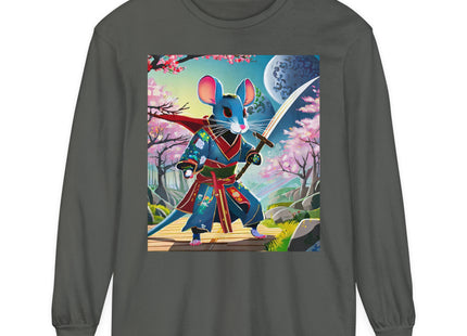 Cyber Samurai Rat Garment-dyed Long Sleeve T-Shirt