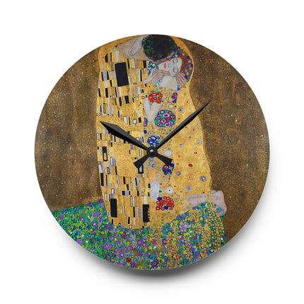 The Kiss by Gustav Klimt Acrylic Wall Clock, Round and Square