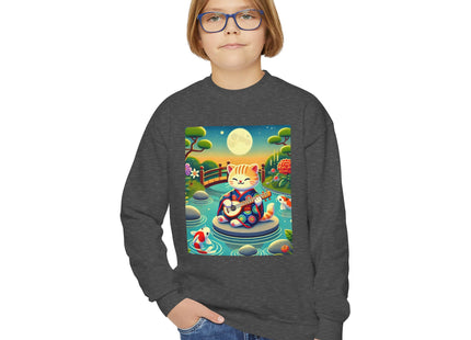 Melodic Kitten by the Koi Pond Youth Crewneck Sweatshirt