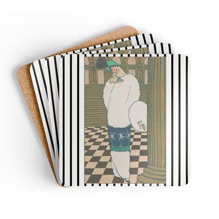 Les Hermines by Georges Lepape Corkwood Coaster Set