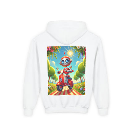 The Traveling Robot Youth Hooded Sweatshirt – Adventure, Curiosity & Playful Discovery