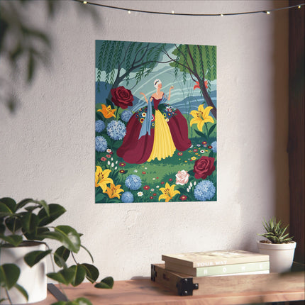 🌺👑 The Lady Of The Grand Flower Garden Matte Vertical Poster – Art Deco Floral Elegance