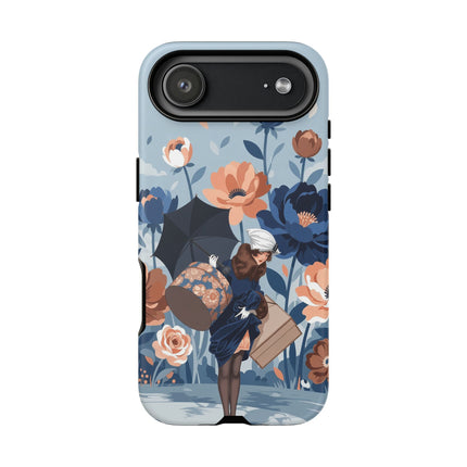 ☂️🌺 The Lady Of The Traveling Garden Phone Case – Art Deco Floral Adventure