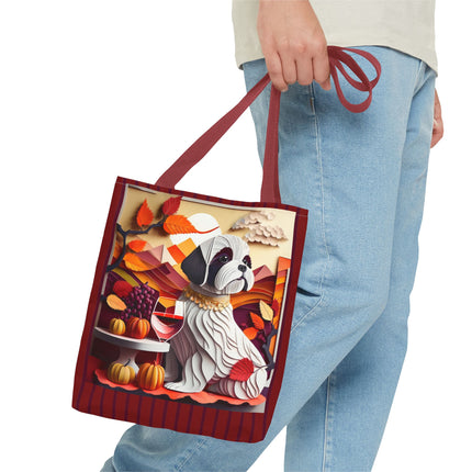 Shih Tzu at an Autumn Wine Tasting Tote Bag (AOP)