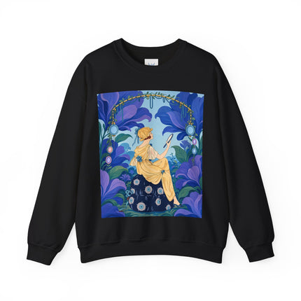 🪞🌺 The Enchanted Garden Mirror Crewneck Sweatshirt – Art Deco Fashion Whimsy