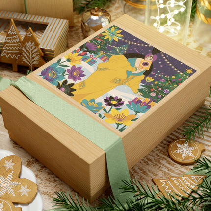 💛🎄 The Lady Of The Golden Christmas Cloak Kiss-Cut Sticker – Art Deco Holiday Fantasy
