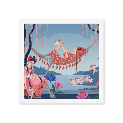 🌸🪽 The Garden Of Little Cupids Napkins – Art Deco Floral Fantasy