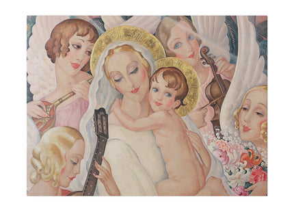 Madonna with Child surrounded by musical angels by Gerda Wegener Matte Canvas, Stretched, 0.75"