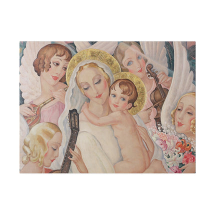 Madonna with Child and Musical Angels – 1935 Art Deco Painting by Gerda Wegener