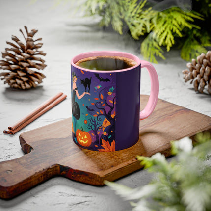 🐈‍⬛🎃 The Midnight Black Cat Masquerade Colorful Mug – Whimsical Halloween Elegance