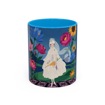 The Lady Of The Golden Parasol Colorful Mugs – Art Deco Botanical Elegance