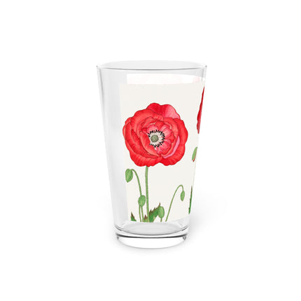 Poppies by Tanigami Kônan Pint Glass – Bold Blooms & Japanese Woodblock Elegance
