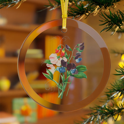 Sweet Pea botanical illustration by Pierre-Joseph Redouté Glass Ornament