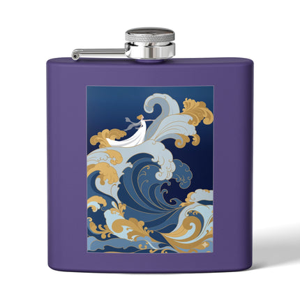 Wave Enchantress Flask – Oceanic Grace & Golden Tides