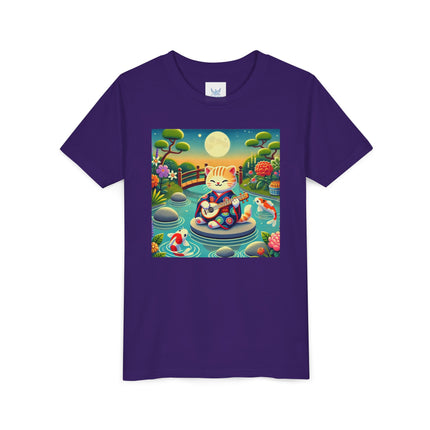 Melodic Kitten by the Koi Pond Youth Short Sleeve Tee
