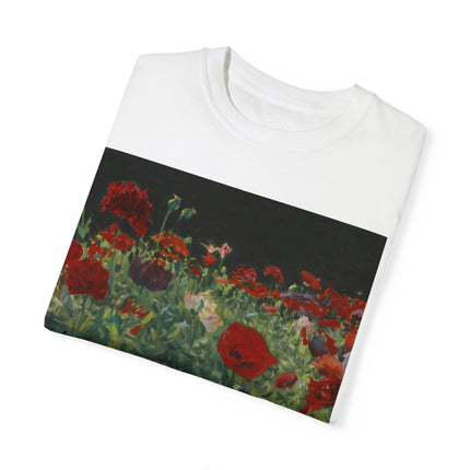 Poppies (A Study of Poppies for Carnation, Lily, Lily, Rose) by John Singer Sargent Unisex Garment-Dyed T-shirt
