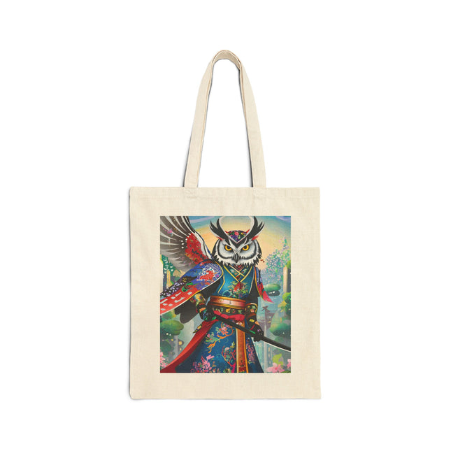 Cyberpunk Samurai Owl Cotton Canvas Tote Bag
