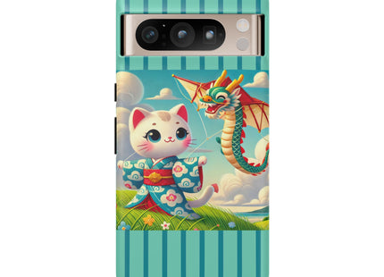 Geisha Kitten and the Dragon Kite Phone Cases