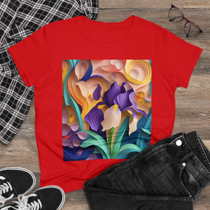 The Elegant Iris Flower Women's Midweight Cotton Tee