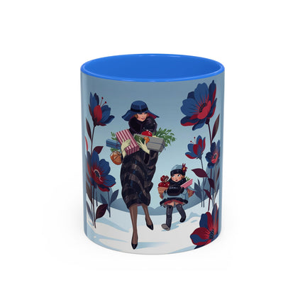 🎁🌺 The Christmas Gift Garden Stroll Colorful Mug – Art Deco Holiday Fantasy