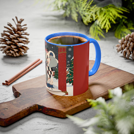 ❄️✨ The Winter Couture Promenade Colorful Mug – Art Deco Holiday Elegance