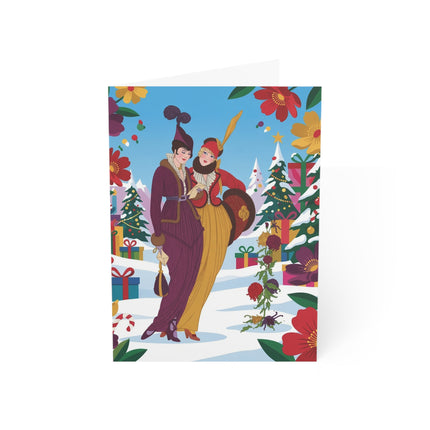 🎁🌸 The Ladies Of The Christmas Promenade Greeting Card – Art Deco Holiday Fantasy