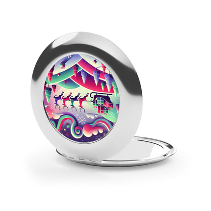 Festive Reindeer Flight Compact Travel Mirror
